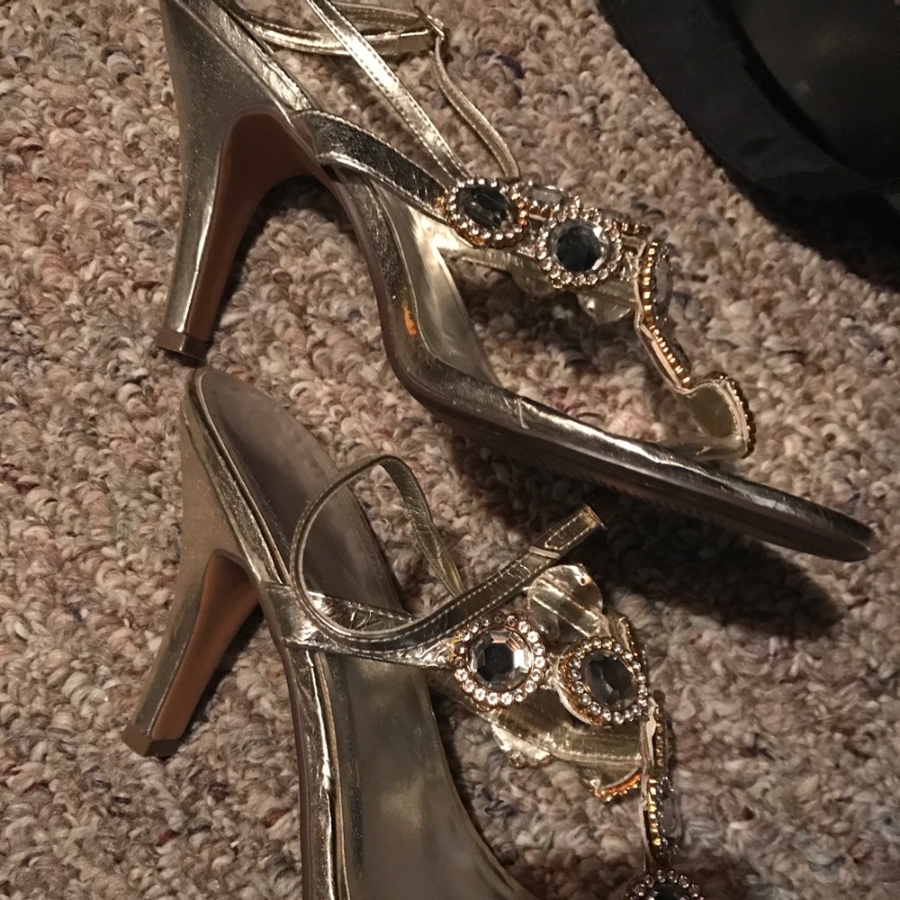 Gold Sandals. Size 10 with Rhinestones
